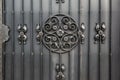 Abstract metal forged black background. Metal gates. Close -up