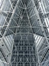 Abstract metal structure roof interior in blue soft and white Royalty Free Stock Photo