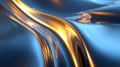 Abstract Metallic Blue and Gold Waves Reflecting Light with Smooth Flowing Design Royalty Free Stock Photo
