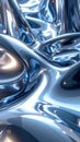 Abstract Metallic Blue Silver Liquid Surface With Smooth Waves Reflecting Light Royalty Free Stock Photo