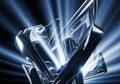 Abstract metallic crystal formation illuminated by radiant light rays Royalty Free Stock Photo