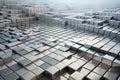 Abstract metallic cube field an array of shiny blocks forming a complex, three-dimensional pattern. Generative AI Royalty Free Stock Photo