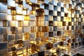 Abstract metallic cube wall a shimmering array of gold and silver blocks. Generative AI Royalty Free Stock Photo