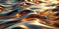Abstract metallic fluid surface with golden hues and dark reflections. Generative AI Royalty Free Stock Photo
