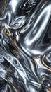 Abstract metallic fluid surface with reflective highlights, close-up view Royalty Free Stock Photo