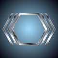 Abstract metallic hexagon shape