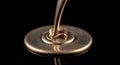 Abstract Metallic Liquid Pouring onto a Reflective Surface on Black Background Royalty Free Stock Photo