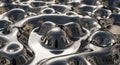 Abstract metallic liquid surface with reflective texture and fluid dynamics Royalty Free Stock Photo