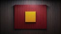 Abstract metallic panel composition featuring a golden square on red and dark grey corrugated metal surface. Generative AI Royalty Free Stock Photo