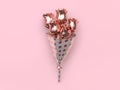 Abstract metallic rose-flower bouquet valentine concept 3d render