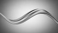 Abstract Metallic Silver Liquid Wave Flowing Smoothly on a Gradient Gray Background Royalty Free Stock Photo
