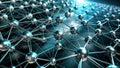Abstract metallic sphere network interconnected nodes and complex system visualization. Generative AI Royalty Free Stock Photo