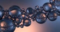 Abstract Metallic Spheres, Chrome Bubbles Background, 3D Render Royalty Free Stock Photo