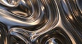 Abstract metallic surface with fluid, wavy forms reflecting light. The surface exhibits Royalty Free Stock Photo