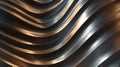Abstract metallic surface with wavy brushed texture in silver and bronze tones, reflecting light dynamically and Royalty Free Stock Photo
