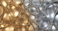 Abstract metallic texture with interwoven golden and silver fluid like patterns Royalty Free Stock Photo