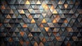 Abstract metallic triangular mosaic pattern featuring a textured surface with varied hues of dark gray, brown, and burnt orange. Royalty Free Stock Photo