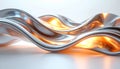 Abstract Metallic Wave With Orange Light Reflections And Tiny Sparkles On White Background Royalty Free Stock Photo