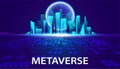 Metaverse Virtual reality Concept Buildings, and digital worlds of Future technology metaverse connected to the virtual