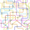 Abstract metro map in shape of circle. Vector subway underground scheme. City transportation diagram concept. Colorful Royalty Free Stock Photo