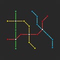 Abstract metro scheme of a fictional city, a guide to the subway stations design blank mockup