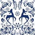 Abstract mexican puebla talavera mosaic illustration deer