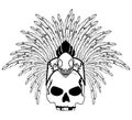 Abstract mexican aztec skull mask tattoo illustration 2