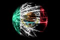 Abstract Mexico sparkling flag, Christmas ball concept isolated on black background