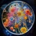 Abstract Microbial Artistic Representation in Petri Dish