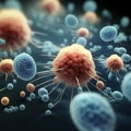 Abstract microbiology background, microscopic view of organic substance, microorganism or cells, macro.