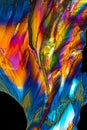 Abstract micrograph of valine crystals with polarization at 40x