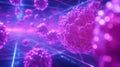 Abstract Microscopic Image of Virus Cells in Pink and Blue with Science Theme Royalty Free Stock Photo