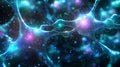 Abstract Microscopic Neural Network Visualization Vibrant Glowing Cyberspace Digital Art