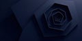 Abstract midnight blue hexagonal spiral design featuring geometric shapes and shadow play. Generative AI Royalty Free Stock Photo