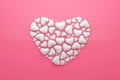 Abstract of mini white hearts frame on pink background with happy valentine festival or love pattern concept. 3D rendering