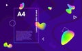Abstract minimal background. Colorful fluid shapes. Colored bubbles on dark backdrop. Geometric elements and multi