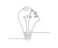 Abstract minimal bulb and face out line design. continuous line drawing. smart person concept