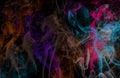 Abstract minimal colored smoke composition. Purple cyan pink and magenta smoke on black background