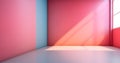 Pastel multi colour background wall with window natural shadow, abstract geometric. Mock up Royalty Free Stock Photo