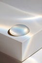 Abstract Minimal Light Reflections With Soft Transparent Sphere On Clean Geometric Surface For Modern Luxury Visual Design Royalty Free Stock Photo