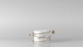 Abstract Minimal luxury white, gold Marble Cylinder circle box podium in white background