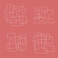 Abstract minimal maze set. Hand drawn square simple labyrinth. Trendy vector collection for artwork