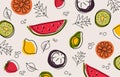 Abstract minimal organic doodle fruits shape drawing template. Simply design for template background.