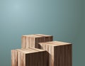 Abstract minimal scene with geometric vector wood podium, presentation mock up,