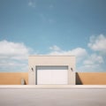 Abstract Minimalism Architecture Concept. Modern Gate on a blue sky background. Generative AI