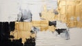 Texture-rich Canvases: A Bold And Minimalistic Painting In Black, Gold, Gray, And White