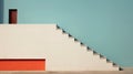 Abstract Minimalism: The Steps Of An Orange House With A Blue Wall Royalty Free Stock Photo