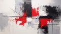 Abstract Minimalism: White, Red, And Black Squares On Large Canvas Royalty Free Stock Photo