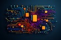 Abstract and minimalist art of colorful technology or electronics circuit lines illustration Royalty Free Stock Photo