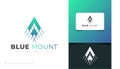 Abstract and Minimalist Blue Mountain Logo Design